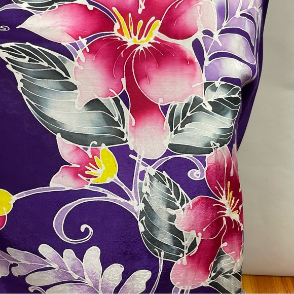 Vintage Kaftan Floral Purple Caftan Women Maxi Beachy Vacation Tropical Hawaiian - Picture 6 of 15